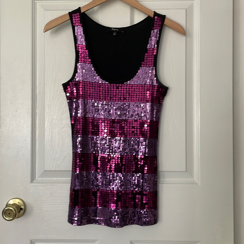 EXPRESS purple and pink sequin top size MED